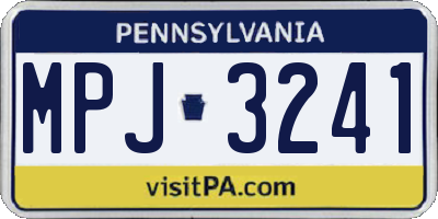 PA license plate MPJ3241