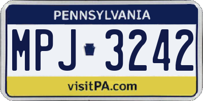 PA license plate MPJ3242
