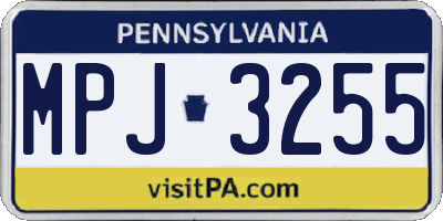 PA license plate MPJ3255