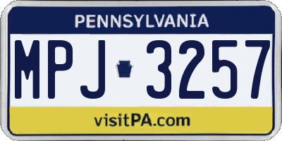PA license plate MPJ3257