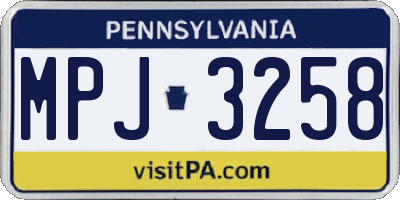 PA license plate MPJ3258