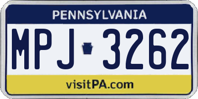 PA license plate MPJ3262