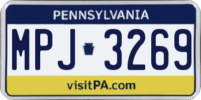 PA license plate MPJ3269