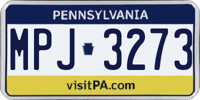 PA license plate MPJ3273
