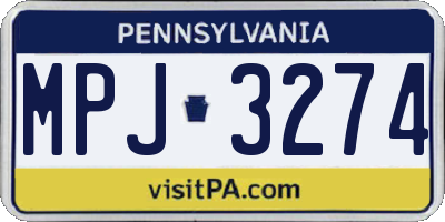 PA license plate MPJ3274