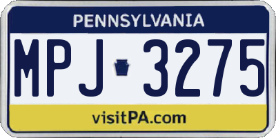 PA license plate MPJ3275