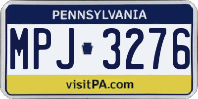 PA license plate MPJ3276