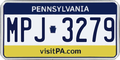 PA license plate MPJ3279