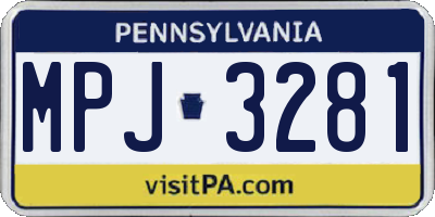 PA license plate MPJ3281