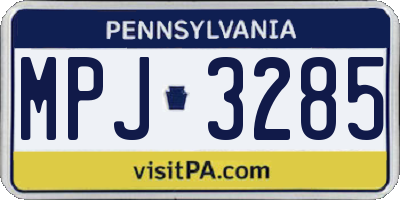 PA license plate MPJ3285