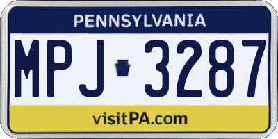 PA license plate MPJ3287