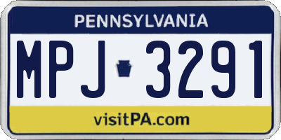 PA license plate MPJ3291