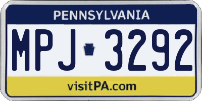 PA license plate MPJ3292