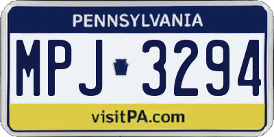 PA license plate MPJ3294