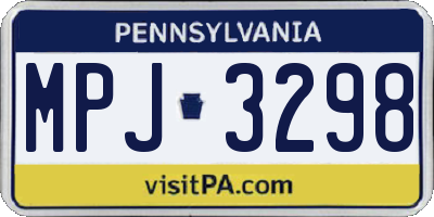 PA license plate MPJ3298
