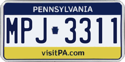 PA license plate MPJ3311