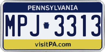 PA license plate MPJ3313