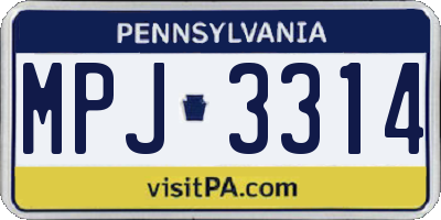 PA license plate MPJ3314