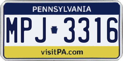 PA license plate MPJ3316