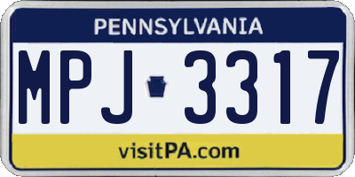 PA license plate MPJ3317
