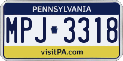 PA license plate MPJ3318