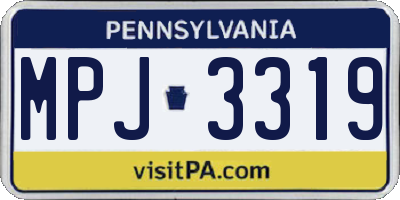 PA license plate MPJ3319