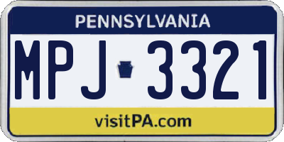 PA license plate MPJ3321