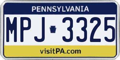 PA license plate MPJ3325