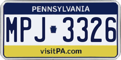 PA license plate MPJ3326