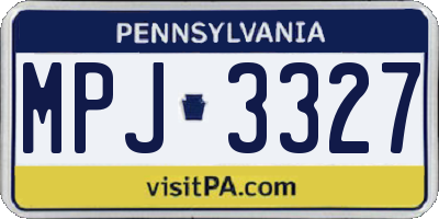 PA license plate MPJ3327