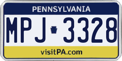 PA license plate MPJ3328