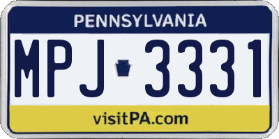 PA license plate MPJ3331