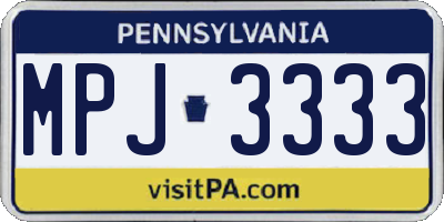 PA license plate MPJ3333