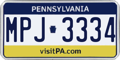 PA license plate MPJ3334