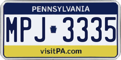 PA license plate MPJ3335