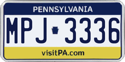 PA license plate MPJ3336