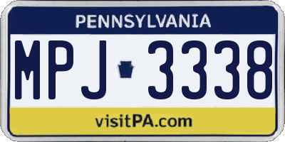 PA license plate MPJ3338