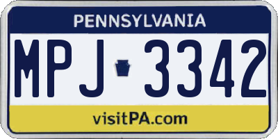 PA license plate MPJ3342