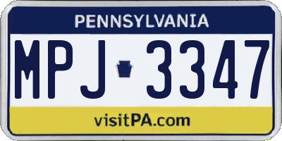 PA license plate MPJ3347