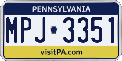 PA license plate MPJ3351