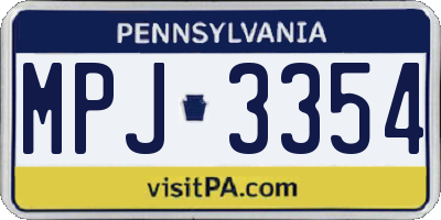 PA license plate MPJ3354
