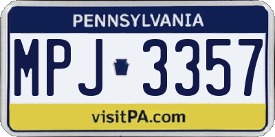 PA license plate MPJ3357