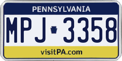 PA license plate MPJ3358