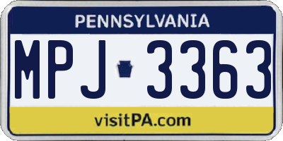 PA license plate MPJ3363
