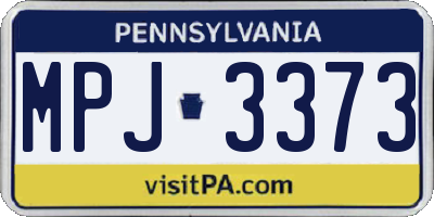 PA license plate MPJ3373