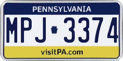 PA license plate MPJ3374