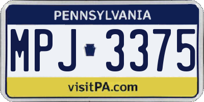 PA license plate MPJ3375