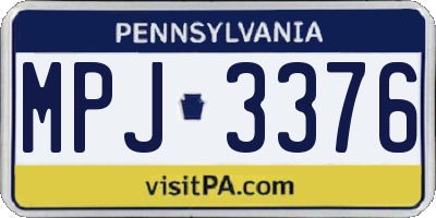PA license plate MPJ3376