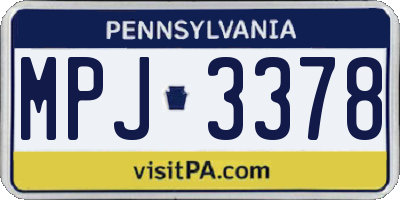 PA license plate MPJ3378