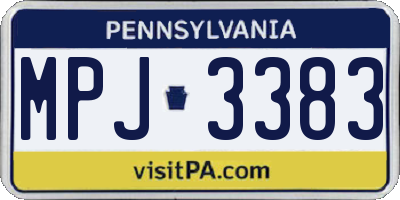 PA license plate MPJ3383
